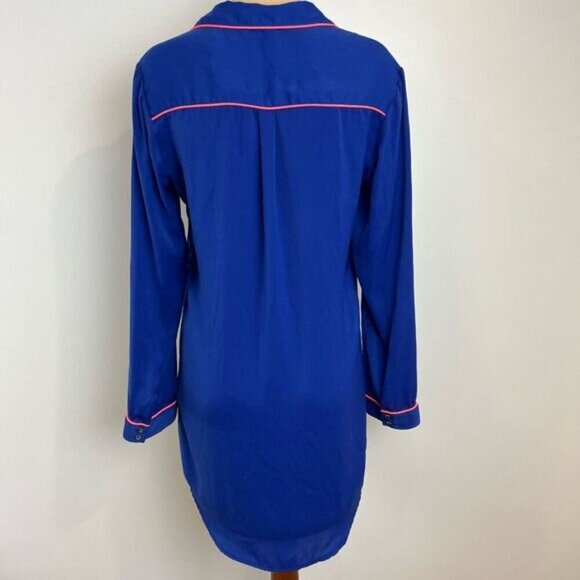 Miiyu Women’s Medium Blue Lounge Pajama Shirt Sleepwear Long Sleeve Button Up - Picture 5 of 9